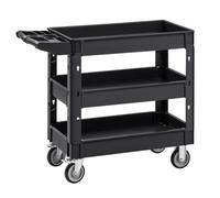 VEVOR Utility Service Cart, 550 LBS Laod Capacity, 3 Shelf Heavy Duty Plastic Rolling Utility Cart with 360° Swivel Wheels (2 with Brakes), Ergonomic