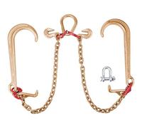 VEVOR V Bridle Chain, 5/16 in x 2 ft Bridle Tow Chain, Grade 80 V-Bridle Transport, 9260 Lbs Break Strength with TJ Hooks and Crab Hooks, Heavy Duty Pear Link Connector