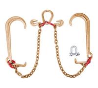 VEVOR V Bridle Chain, 5/16 in x 2 ft Bridle Tow Chain, Grade 80 V-Bridle Transport Chain, 9260 Lbs Break Strength with TJ Hooks and Crab Hooks, Heavy Duty Pear Link Connector and Chain Shorteners