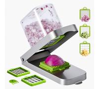VEVOR Vegetable Chopper, Food Veggie Cutter with 3 Stainless Steel Blades, Onion Slicer with Container, Salad Potato Dicer Kitchen Gadgets & Essentials Home Appliances Tools for Easy DIY, Silver