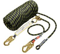 VEVOR Vertical Lifeline Assembly 0.55'' x 25' Fall Protection Rope with 30 KN Breaking Tension Polyester Roofing Rope with Steel Snap Hooks Rope Gr