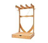 VEVOR Vertical Surfboard Stand, 3 Tiers Wooden Surfboard Rack for Storage and Display, Freestanding Board Stand Organizer with Hanging Hooks & Cork Padding, for Wakeboards, Snowboards, Kiteboards