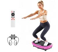 VEVOR Vibration Plate Exercise Machine, Full Body Shaker with Magnetic Acupoints for Lymphatic Drainage and Weight Loss, Home Gym Workout Fitness Equipment with 2 Resistance Bands for Women Men, Pink