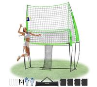 VEVOR Volleyball Training Net System, Freely Height-Adjustable Practice Equipment with Ball Return, 8x11ft Portable Net Station, Easy Setup for Backyard Indoor Outdoor Serving Spiking Improve Accuracy