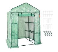 VEVOR Walk-in Green House, 4.6 x 4.6 x 6.6 ft Greenhouse with Shelves, Set Up in Minutes, High Strength PE Cover with Doors & Windows and Steel Fram