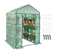 VEVOR Walk-in Green House, 4.6 x 4.6 x 6.6 ft Greenhouse with Shelves, Set Up in Minutes, High Strength PE Cover with Door & Windows and Steel Frame,