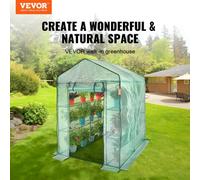 Vevor Walk In Green House 4.6 X 4.6 X 6.6 Ft With Shelves Pe Cover Doors And Windows Steel Frame Green For Planting Storage