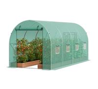 VEVOR Walk-in Tunnel Greenhouse, 14.6x6.4x6.3 ft Hoop House Greenhouse Tunnel, Plant Hot House with Galvanized Steel Frame, Green PE Cover, Roll-up Zi