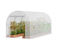 VEVOR Walk-in Tunnel Greenhouse, 14.6x6.4x6.3 ft Hoop House Greenhouse Tunnel, Plant Hot House with Galvanized Steel Frame, White PE Cover, Roll-up Zipper Door and 8 Windows for Outdoor