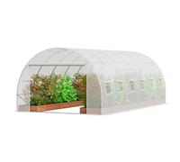 VEVOR Walk-in Tunnel Greenhouse, 19.4x9.7x6.5 ft Hoop House Greenhouse Tunnel, Plant Hot House with Galvanized Steel Frame, White PE Cover, Roll-up Zipper Door and 12 Windows for Outdoor