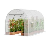 VEVOR Walk-in Tunnel Greenhouse, 9.6x6.4x6.2 ft Hoop House Greenhouse Tunnel, Plant Hot House with Galvanized Steel Frame, White PE Cover, Roll-up Zipper Door and 6 Windows for Outdoor