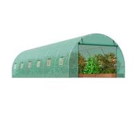VEVOR Walk-in Tunnel Greenhouse, 29.2x9.7x6.5 ft Hoop House Greenhouse Tunnel, Plant Hot House with Galvanized Steel Frame, Green PE Cover, Roll-up Zipper Door and 12 Windows for Outdoor