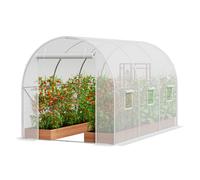 VEVOR Walk-in Tunnel Greenhouse, 9.6x6.4x6.2 ft Hoop House Greenhouse Tunnel, Plant Hot House with Galvanized Steel Frame, White PE Cover, Roll-up Zipper Door and 6 Windows for Outdoor