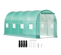 Vevor Walk-In Tunnel Greenhouse, 15 X 7 X 7 Ft Portable Plant Hot House With Galvanized Steel Hoops, 1 Top Beam, Green