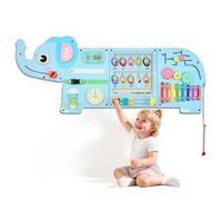 VEVOR Wall Busy Board, 14-in-1 Elephant Montessori Sensory Activity Panels | Learning Activity Center for Daycare, Classroom, Playroom, and Home, Sturdy Wooden Educational Toys, with Mounting Hardware