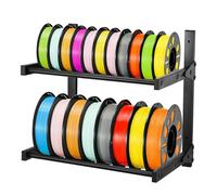 VEVOR Wall Mount Printer Filament Storage Rack, 2-Tier Wall Bracket Storage Shelf, Rolling Filament Spool Holders Racks with Wheels, Filaments Organzied for 3D Printing Studio, Workshop (Shelf Only)