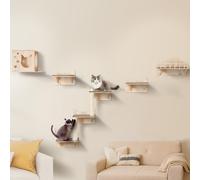 VEVOR Wall Mounted Cat Shelves and Perches with Jumping Boards, Nest, Barrier Board & Cat Tree, Floating Furniture up to 40 lbs for Sleeping, Playing,