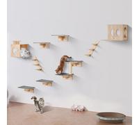 VEVOR Wall Mounted Cat Shelves, Cat Wall Shelves and Perches with Jumping Boards, Pet Beds, Hammocks & Cats Tree, Cats Furniture and Shelves up to 40 lbs for Sleeping, Playing, Climbing, Set of 9