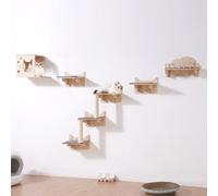 VEVOR Wall Mounted Cat Shelves, Cat Wall Shelves and Perches with Jumping Boards, Nest, Barrier Board & Cat Tree, Cat Floating Furniture up to 40 lbs