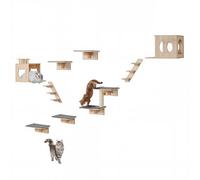 VEVOR Wall Mounted Cat Shelves, Cat Wall Shelves and Perches with Jumping Boards, Cat Beds, Hammocks & Cat Tree, Cat Furniture and Shelves up to 40 lbs for Sleeping, Playing, Climbing, Set of 9