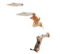 VEVOR Wall Mounted Cat Shelves and Perches with Jumping Posts & Hammocks, Cat Furniture Set up to 40 lbs, Removable & Washable Coral Fleece for Sleeping, Playing, Climbing