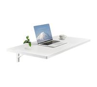 VEVOR Wall Mounted Folding Table, 39.4 x 19.7 inches Wall Mount Table, Floating Desk with Iron Bracket, Fold Down Desk for Small Spaces, Home Office, Dining, Laundry Room, Kitchen, Bar, White