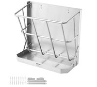 VEVOR Wall Mounted Hay Rack, 18.5 Gallon Livestock Feeder with 2.5 Gallon Feed Tray, 2 in 1 Hay and Grain Feeder, Feeds up to 5 Goats, Heavy-Duty Galvanized Steel Goat Feeders for Farm Sheep Horses