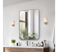 VEVOR Wall Mounted Makeup Mirror, 0.15" Thick, 22" x 30" Mirror with Aluminium Alloy Frame & Explosion-Proof Film, Scratch-Resistant Mirror with Z-Shaped Bracket, Fit for Bathroom/Bedroom/Living Room
