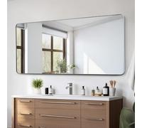 VEVOR Wall Mounted Makeup Mirror, 0.15" Thick, 32" x 72" with Aluminium Alloy Frame & Explosion-Proof Film, Scratch-Resistant Mirror with Z-Shaped Bracket, Fit for Bathroom/Bedroom/Living Room