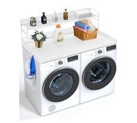 VEVOR 54" x 27" Wooden Washer and Dryer Countertop with Anti-Slip Pads, Water-Resistant Topper Cover for Laundry Room Organization and Storage, White, 1370 x 700 x 419 mm