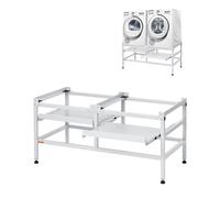 VEVOR Washing Machine Stand, 48.5x25-Inch Washer Laundry Pedestal, 590LBS Load Capacity Washer And Dryer Pedestal Base with Double Trays, 4 Adjustable Feet for Lifting Washing Machines, Carbon Steel