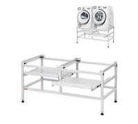 VEVOR Washing Machine Stand, 48.5x25-Inch Washer Laundry Pedestal, 590LBS Load Capacity Washer And Dryer Pedestal Base with Double Trays, 4 Adjustable Feet for Lifting Washing Machines, Carbon Steel