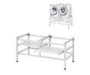 VEVOR Washing Machine Stand, 48.5x25-Inch Washer Laundry Pedestal, 590LBS Load Capacity Washer And Dryer Pedestal Base with Double Trays, 4 Adjustable Feet for Lifting Washing Machines, Carbon Steel