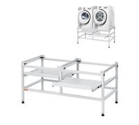 VEVOR Washing Machine Stand, 48.5x25-Inch Washer Laundry Pedestal, 590LBS Load Capacity Washer And Dryer Pedestal Base with Double Trays, 4 Adjustable Feet for Lifting Washing Machines, Carbon Steel