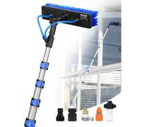 VEVOR Water Fed Pole Kit, 7.3m Solar Panel Cleaning Pole with Extendable Handle, 180° Rotatable Brush Head & 20m Hose, Household & Outdoor Window Clea