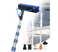 VEVOR Water Fed Pole Kit, 9m Solar Panel Cleaning Pole with Extendable Handle, 180° Rotatable Brush Head & 20m Hose, Household & Outdoor Window Cleane