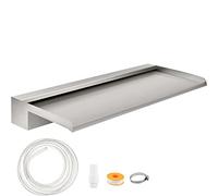 VEVOR Waterfall Blade, 60cm Stainless Steel Waterfall Spillway, Rectangular Waterfall Pool Fountain, Cascade Blade w/Connector, Hose, Clamp & PTFE Tape, Water Blade for Koi Fish Pond, Water Feature