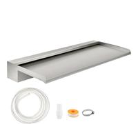 VEVOR Waterfall Blade, 60cm Stainless Steel Waterfall Spillway, Rectangular Waterfall Pool Fountain, Cascade Blade w/Connector, Hose, Clamp & PTFE Tape, Water Blade for Koi Fish Pond, Water Feature