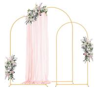 VEVOR Wedding Arch Backdrop Holder Set of 3 2.4m 2.2m 2m for Wedding Decoration, Birthdays, Graduations, Parties, Ceremonies, Celebrations, Stable Metal Structure, Gold