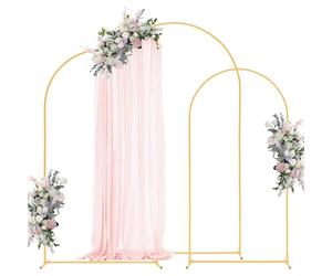 VEVOR Wedding Arch Backdrop Holder Set of 3 2.4m 2.2m 2m for Wedding Decoration, Birthdays, Graduations, Parties, Ceremonies, Celebrations, Stable Metal Structure, Gold