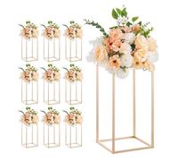 Vevor Wedding Flower Stand, 10Pcs 15.75-In Column Flower Stand, Floral Stands With Acrylic Laminate, Rectangular Floral