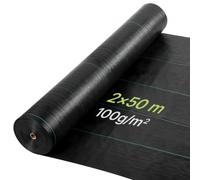 VEVOR Weed Barrier, 2 x 50m Weed Barrier Fabric, 100g Ground Cover Weeds Barriers with Tightly Woven PP Fabric, Smooth Water Drainage, High-Density Dr