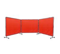VEVOR Welding Screen with Frame, 6' x 8' 3 Panel Welding Curtain Screens, Flame-Resistant Vinyl Welding Protection Screen on 12 Swivel Wheels (6 Lockable), Moveable & Professional for Workshop, Red