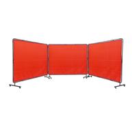 VEVOR Welding Screen with Frame, 6' x 8' 3 Panel Welding Curtain Screens, Flame-Resistant Vinyl Welding Protection Screen on 12 Swivel Wheels (6 Lockable), Moveable & Professional for Workshop, Red