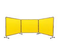 VEVOR Welding Screen with Frame, 6' x 8' 3 Panel Welding Curtain Screens, Flame-Resistant Vinyl Welding Protection Screen on 12 Swivel Wheels (6 Lockable), Moveable & Professional for Workshop, Yellow