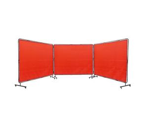 VEVOR Welding Screen with Frame, 6' x 8' 3 Panel Welding Curtain Screens, Flame-Resistant Vinyl Welding Protection Screen on 12 Swivel Wheels (6 Lockable), Moveable & Professional for Workshop, Red