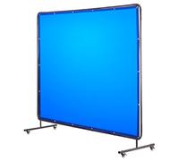 VEVOR Welding Screen with Frame, 6 x 8 FT Welding Curtain Screen, Flame-Resistant Vinyl Safety Protection Screens with Lockable Swivel Wheels & 6-Level UV Protection for Workshop/Industrial Use, Blue