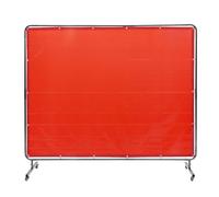 VEVOR Welding Screen with Frame, 6' x 8' Welding Curtain Screen, Flame-Resistant Vinyl Welding Protection Screen on 4 Swivel Wheels (2 Lockable), Moveable & Professional for Workshop/Industrial, Red