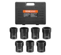 VEVOR Wheel Bearing Locknut Socket Set, 1/2 inch Drive 7 Piece SAE and Metric 6-Point Socket for Ford, Dodge, and Toyota Vehicles, with Storage Case, Remove and Install Wheel Bearing Lock Nuts