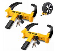 VEVOR Wheel Lock, 2 Packs Universal Wheel Clamp Lock, Adjustable Anti Theft Trailer Lock Wheel Clamp, Heavy-Duty Steel Tire Lock for ATV RV SUV Car Golf Cart Boats Motorcycles, with 6 Keys